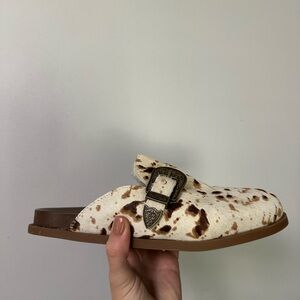 Crown Vintage Cow Print Mules